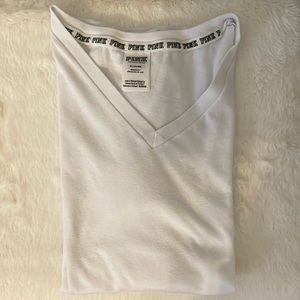White V-neck shirt from Pink